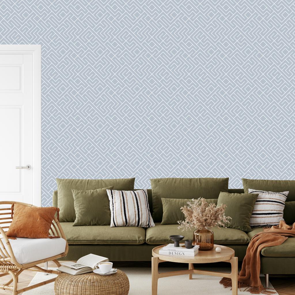 Wallpaper Geometric pattern light gray, background light gray 50x1000