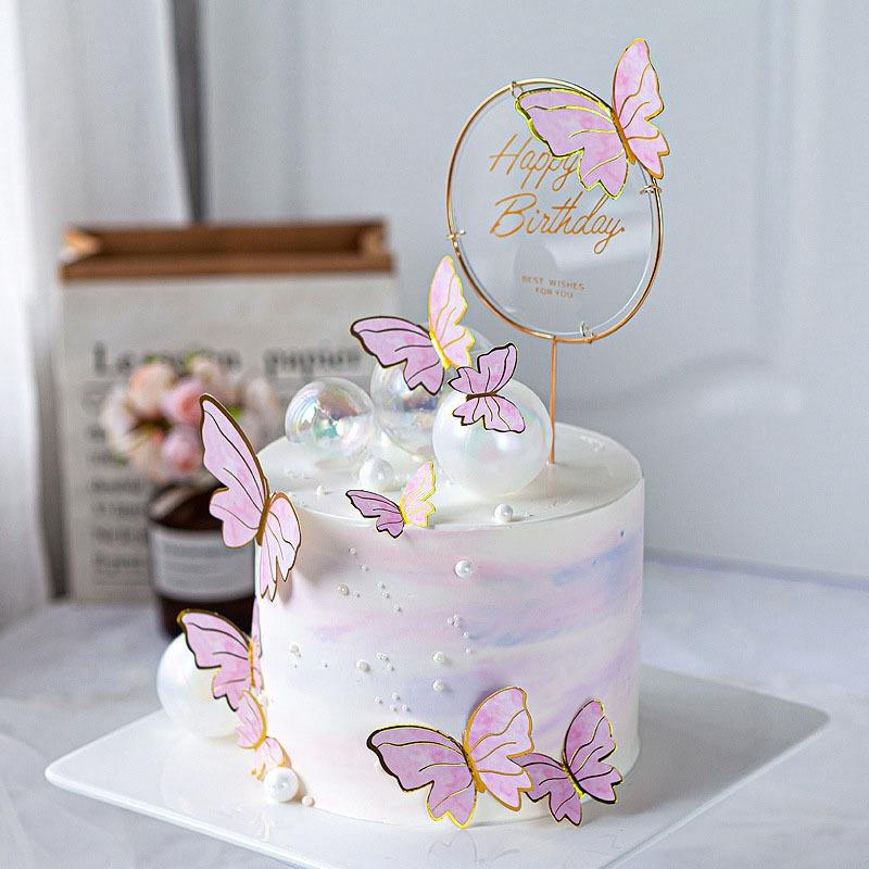 1Set Butterfly Cake Decoration Party Supplies Diy 3D Butterfly Cake Topper Decorative Birthday Wedding Cake Insert Accessories