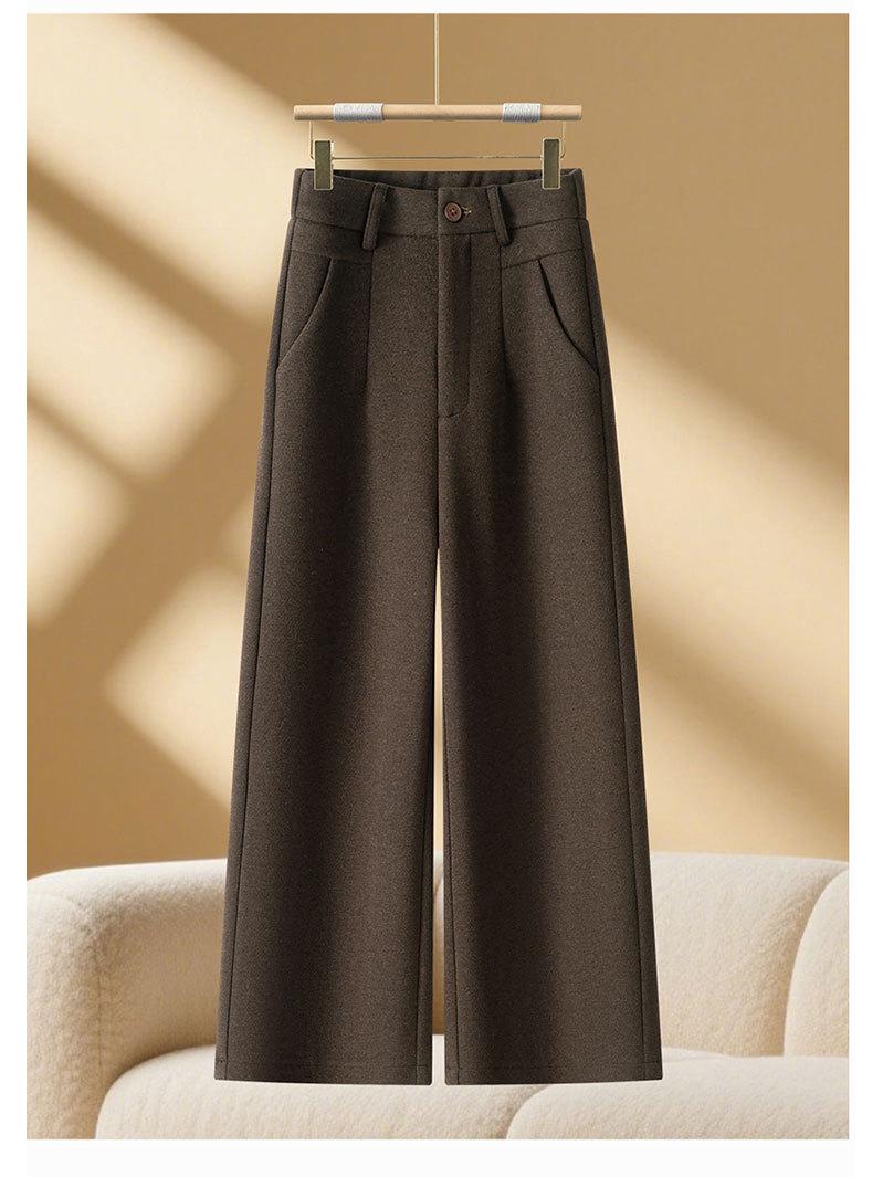 Women s Wool Wide-Leg High-Waist Drape Pants - Petite, Autumn/Winter 2025 Collection 30 коричневый/кофейный