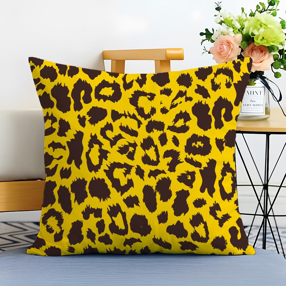 Pattern Trendy Leopard Print Texture Cushion Cover Washable Linen Pillowcase Soft For Sofa Bed Cozy Home Room Decor