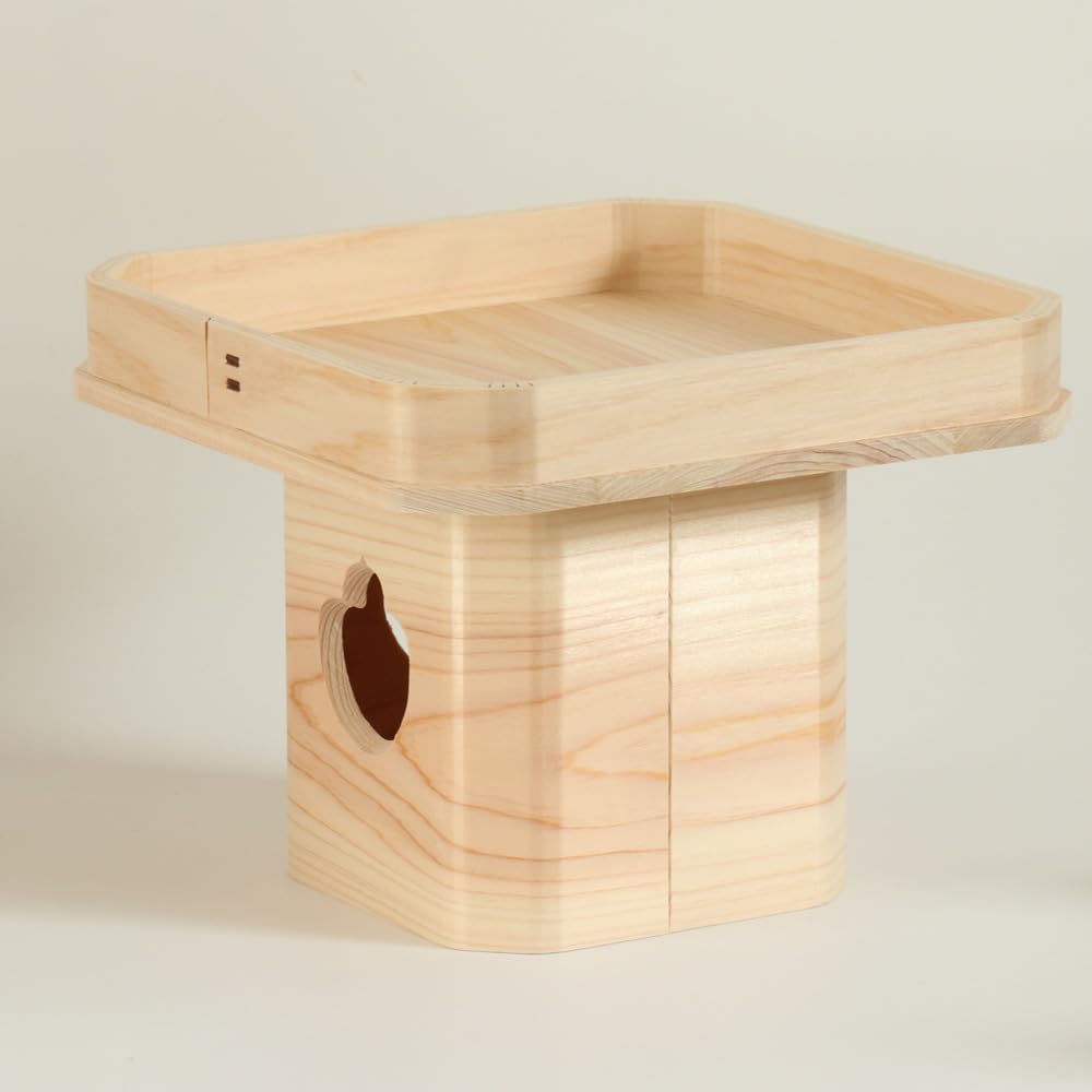 Namukumachan Kobo Sanpo (3-pole Stand), 9 inches (27.5cm wide x 20.5cm high), made of Japanese cypress, perfect for Shinto altars, offerings, and