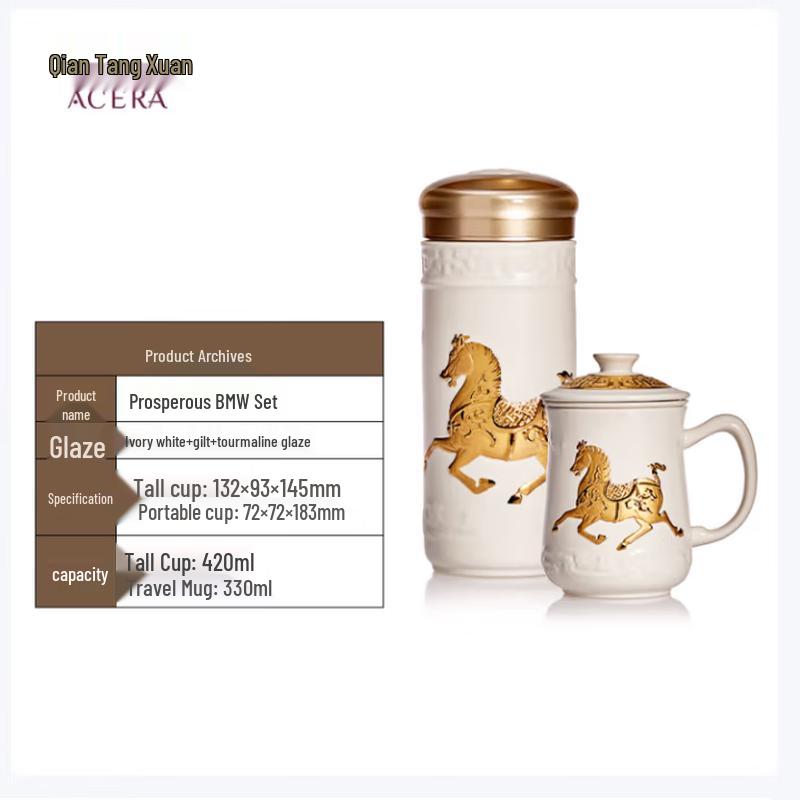 

Цянь Тан Сюань Процветающая Лошадь Живописный Фарфор Чайная Чашка Подарочный Набор