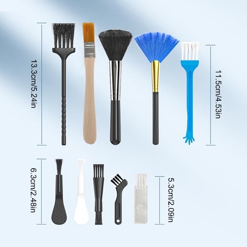 Essential Cleaning 10Piece Soft Bristles Brush Notebook KeyGap Cleaning Tool for Various Surfaces