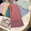 Angora Kaninchenhaar gekräuselt randlos Wollmütze Damen Herbst und Winter warm gestreift Mode gestrickter Pullover Kälteschutzmütze