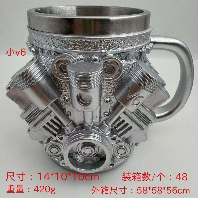 V8 Engine Themed Resin Mug Decorative Desk Ornament Car Enthusiasts Office Decor