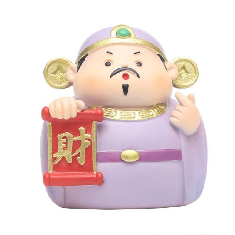 Adorable Resin Car Decorations Lucky Wealth God Figures Cartoon Style Stress Reliever