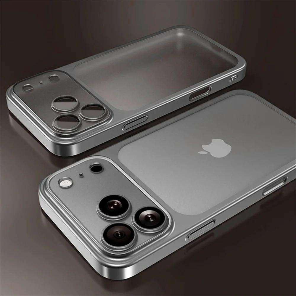 Luxury Matte Hard PC Ultra Slim Case For iPhone 17 16 15 14 13 12 Pro Max Plating Camera Film Protector Frosted Shockproof Cover