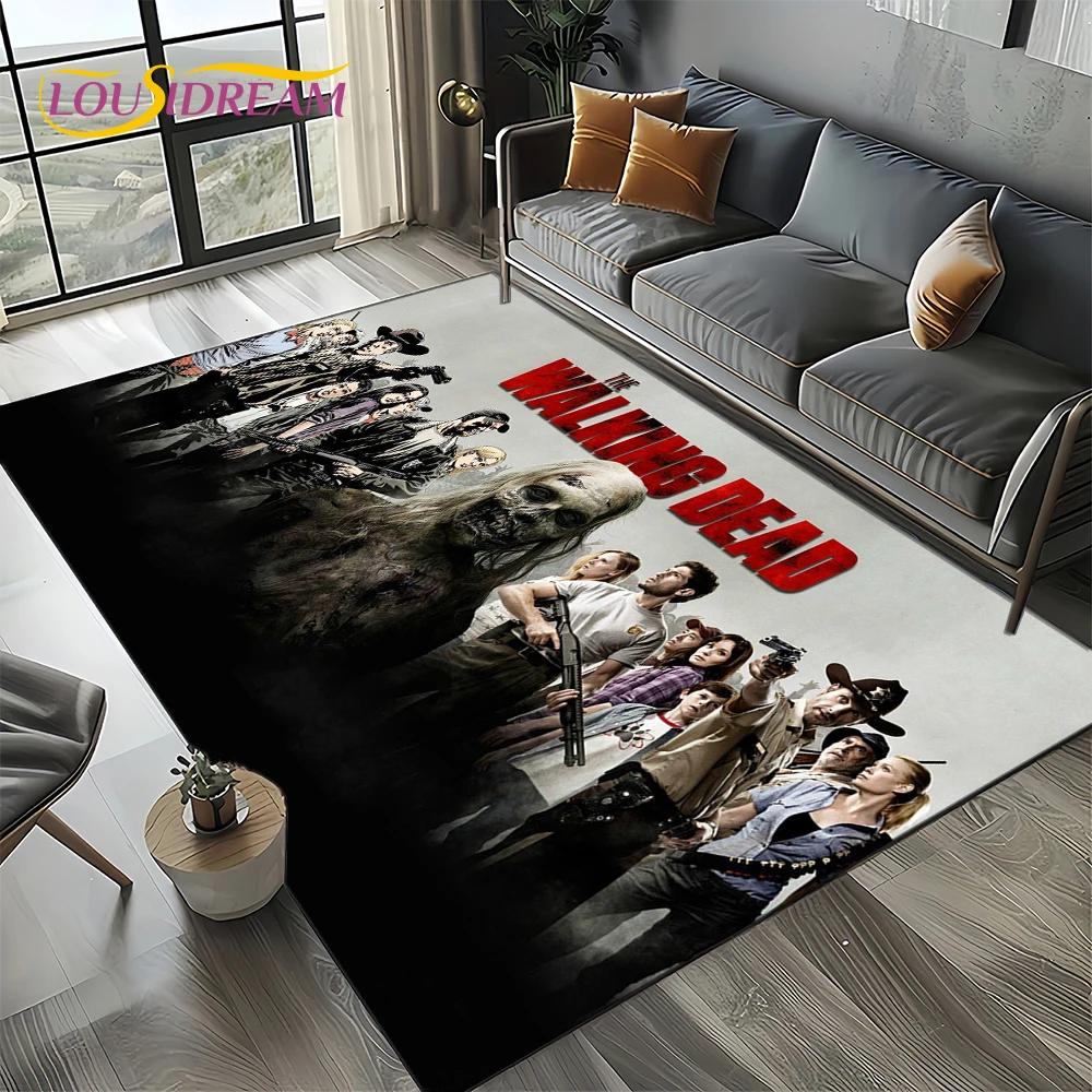 TWD Walking Dead Rick Daryl Horror TV Teppich für Wohnzimmer Schlafzimmer Haus Sofa Dekoration, Kinderteppich rutschfeste Bodenmatte