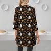 Womens's Fashion Casual Halloween Print V-neck Mid Length Pocket 3/4 Sleeve Top