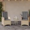 3 Piece Bistro Set with Cushions Beige Mix Poly Rattan