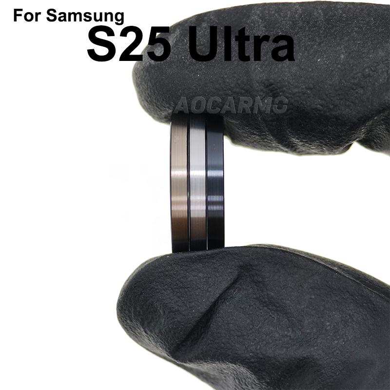 Aocarmo For Samsung Galaxy S25 Ultra SM-S938U/F/0/B S25U Rear Back Camera Lens Ring Metal Frame With Adhesive