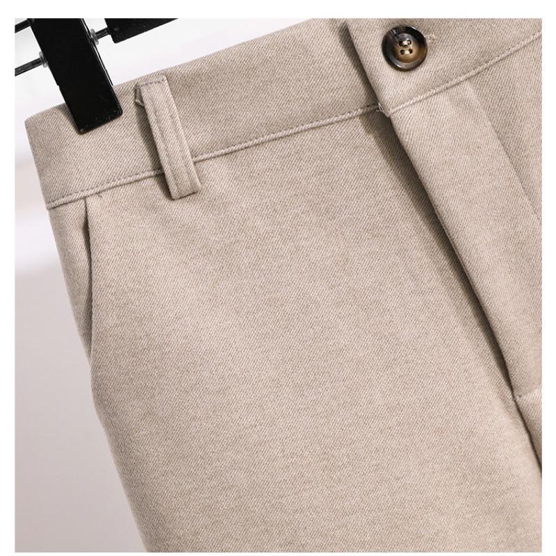 Förtjockade tweedbyxor för kvinnor höst och vinter Raka byxor i plusstorlek Casual byxor