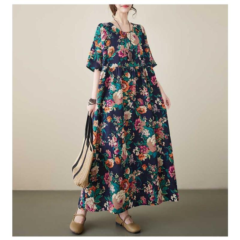 Summer Literary Plus Size Plus Flower Bohemian Skirt