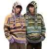 Pull en tricot de velours de vison rayé grande taille pour homme - Doux et élégant pour l'automne et l'hiver
