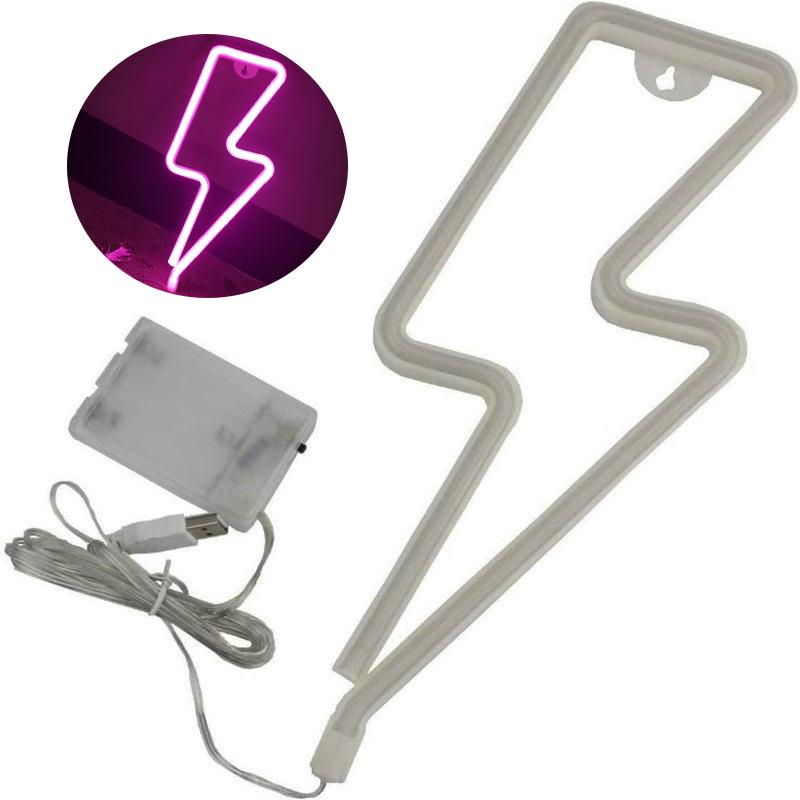 Lightening Bolt Neon Light Sign LED Lightning Shaped Night Light Home Wall Decor