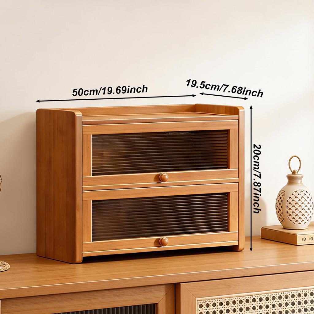 Bread Box Countertop Storage Cabinet Organizer for Kitchen Cups Bottles