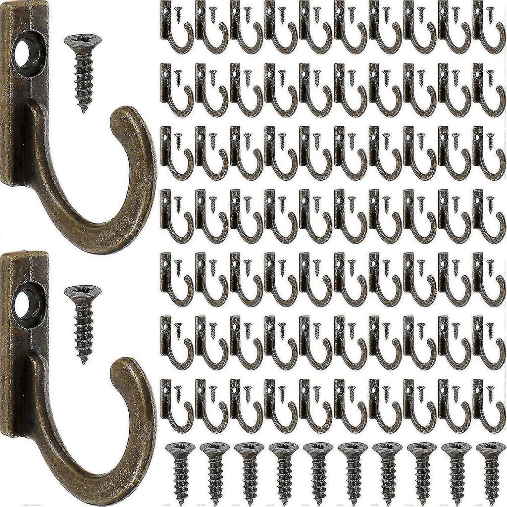 100 Pieces Wall Single Hook Robe Hooks Coat Hooks And 110 Pieces Screw - DD