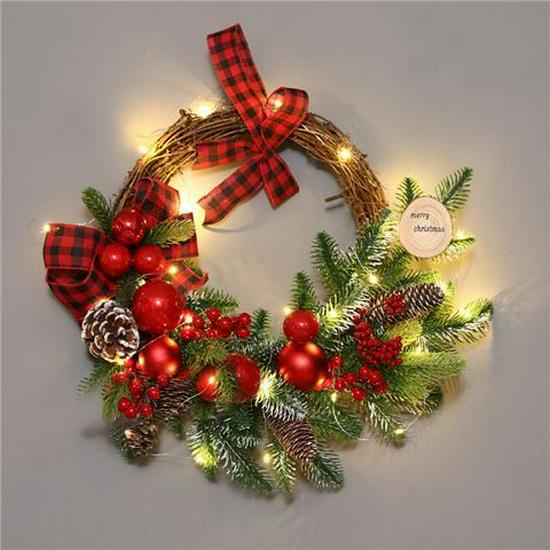 50CM Christmas Wreath & 2.7M Garland Set - Festive Door & Wall Decor