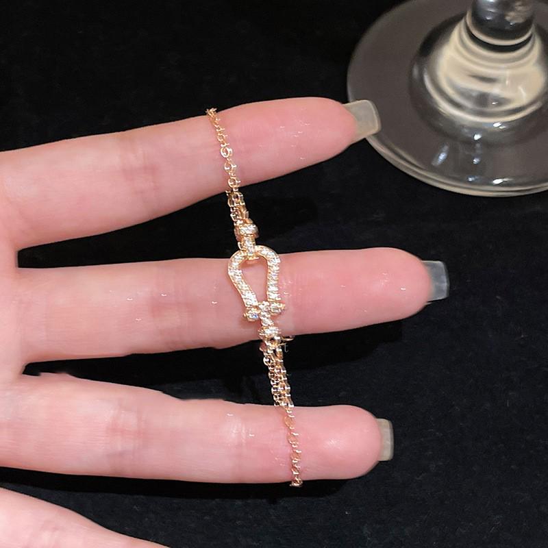 Pulsera coreana ajustable de flor de rombo de circón - Joyería elegante y versátil para mujer