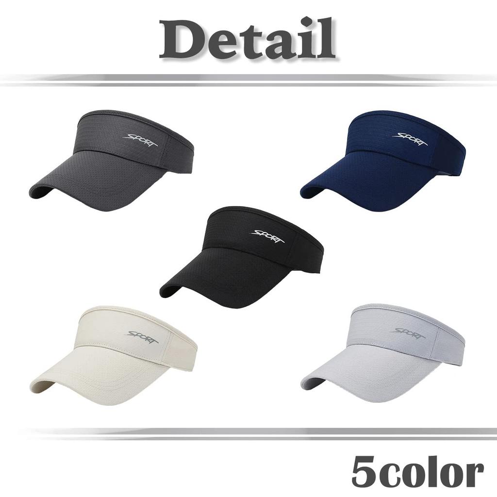 Visor Sun Visor English Letters Logo Hat Lightweight Running Cap CA520 [White Fang] Men's Women's (Black)