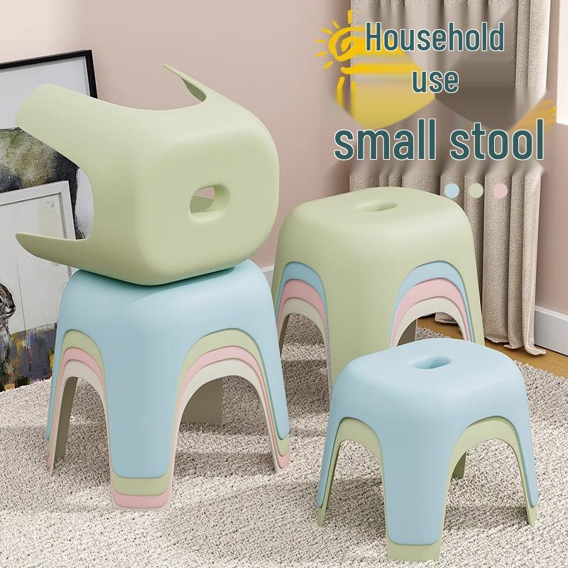 Compact Plastic Stool for Living Room, Kids' Bathroom, or Shoe Changing