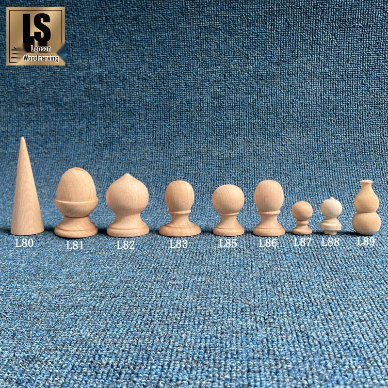 European Style Solid Wood Carved Gourd Pillar for Decoration L80 Model 3x9cm (19g)