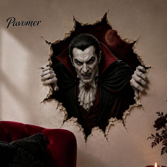 Festive Room Wall Accents 3D Break-in Halloween Sticker, Realistic Haunted House Decal, Removable Horror Theme Photo Background PVC Mural for