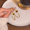 Maillard love star tiger's eye stone large circle earrings women's autumn and winter retro temperament earrings unique exaggerated earrings