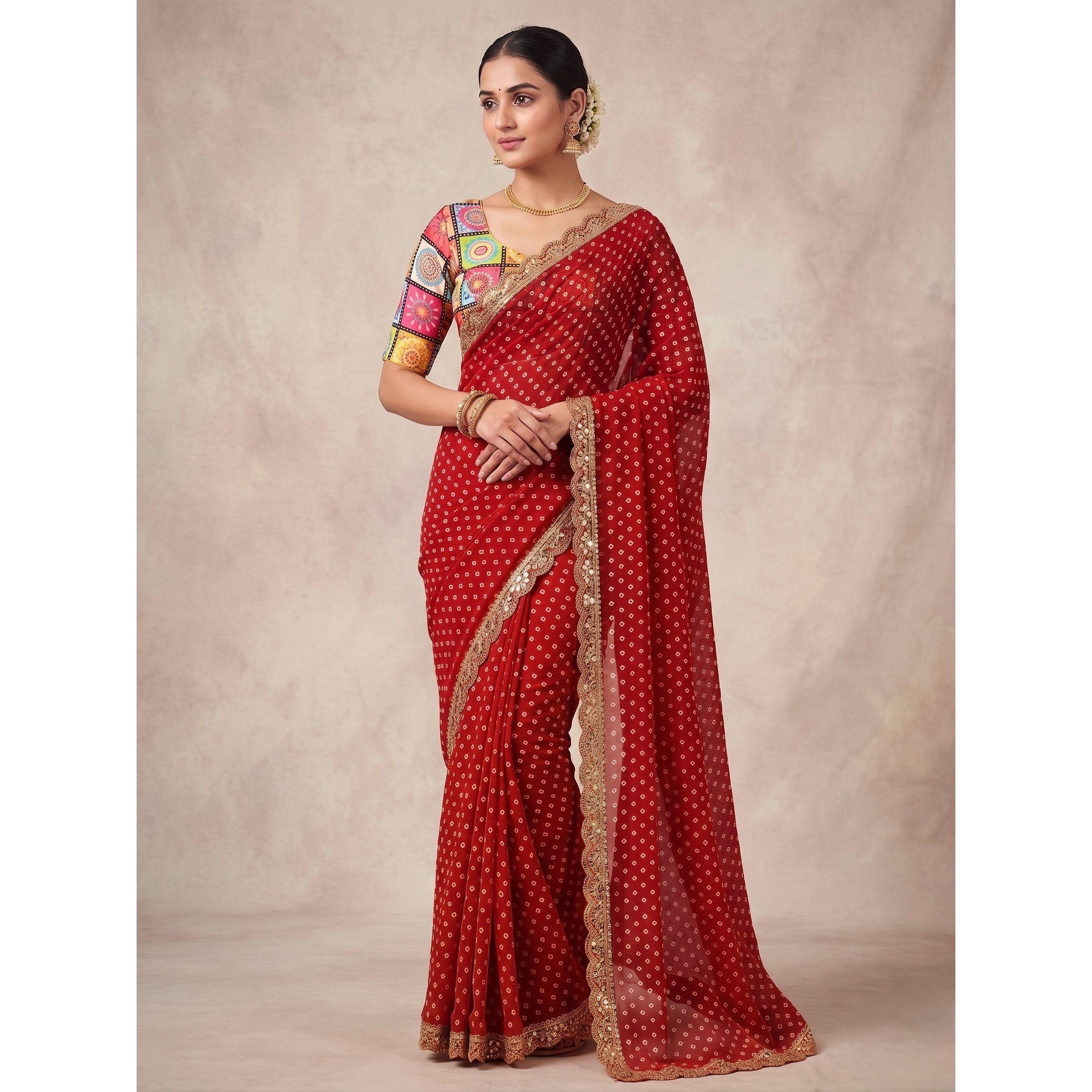 Elegant Soft Georgette Silk Embroidery Saree with Sequins Work