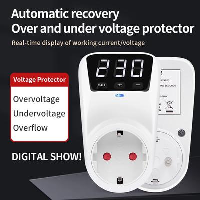 Digitale Automatische Spannung Schutz Steckdose 230V Haushalt Überstrom Spannung Relais Schutz Outlet HLP02
