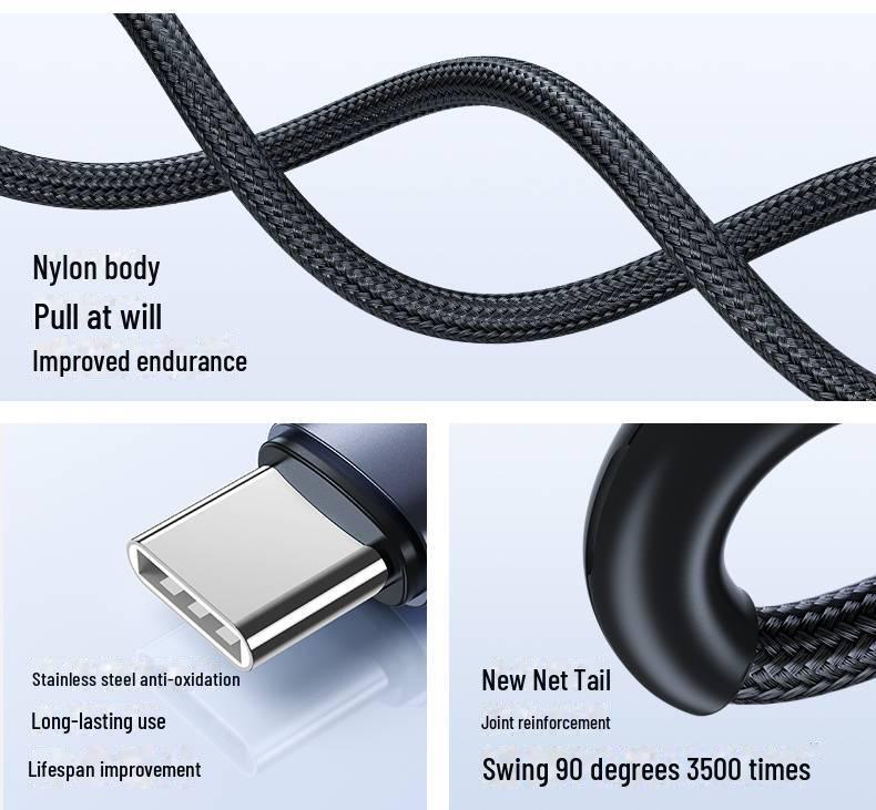 PISEN 60W Dual Head Type-C Fast Charging Cable for Apple & Huawei