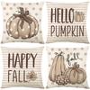 1pc Grey Apricot Cushion Cover Happy Fall Themed Pumpkin Printed Pillowcase Suitable for Autumn Living Decoration