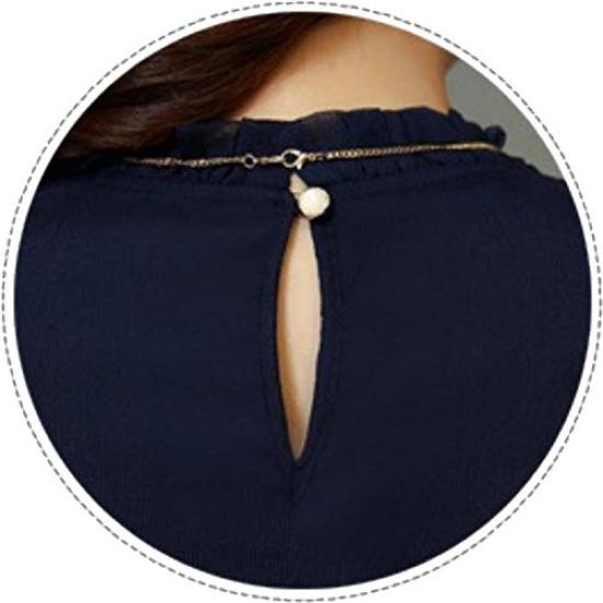 Sheer Long Sleeve Chiffon Ruffle Solid Sizes ORANGECODE Women's Blouse, Color, Formal, M-3XL (Green, XL)