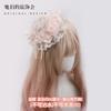 Handmade Small Sweet Lolita Accessories Milk Color Rose Heart Bow Flat Hat KC Lace Headband Top Hats
