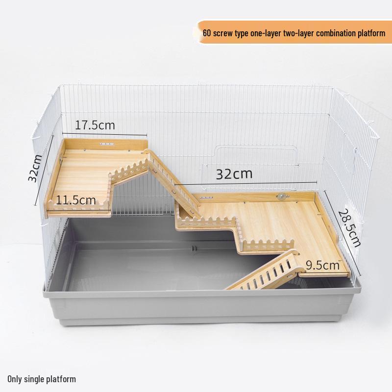 Two-Story Luxury Hamster Villa with Wood Partition, Stairs, and Platform