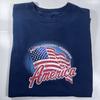 Youth Shirt Cotton Oversize Large Size America Pride Liberty Freedom Vintage Blue T-shirt Unisex Sz XL USA America Flag
