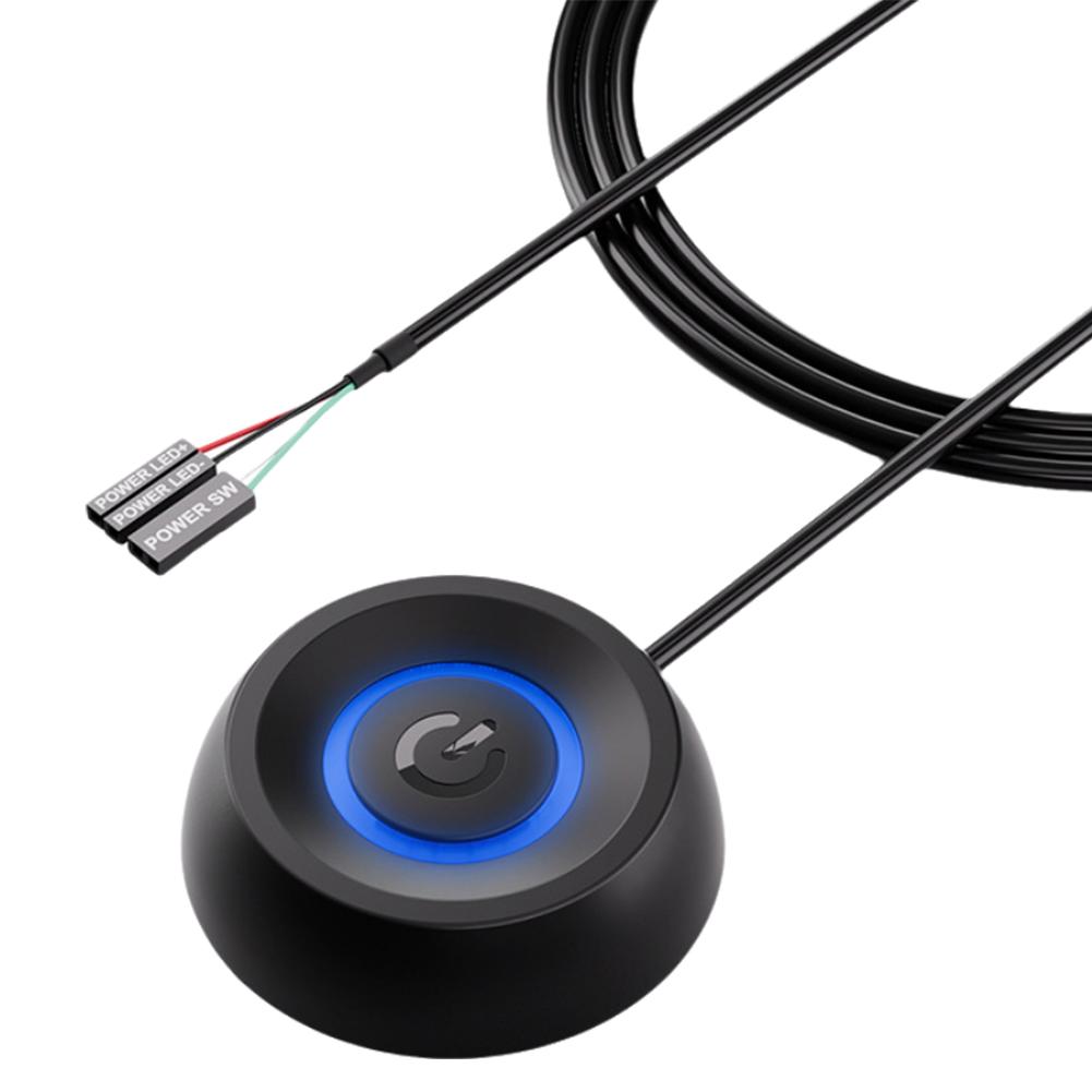 

1.8M Компьютерный настольный выключатель запуска светодиодная подсветка материнская плата ПК внешняя кнопка включения/выключения питания I2Y1 Black-1set