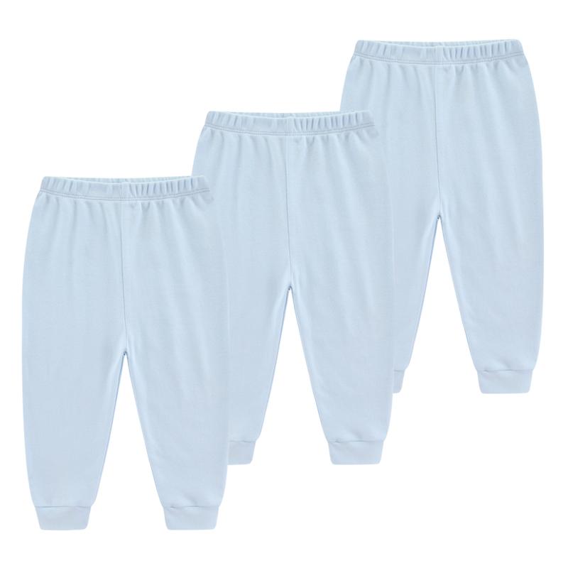 Kiddiezoom Unisex Baby Pants 3 Piece Set Solid Color Cotton Pants For Boys And Girls Aged 0-24 Months
