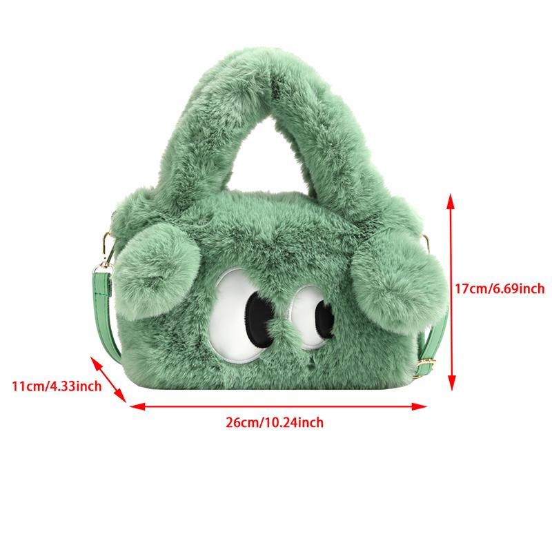 Cute Big Eye Plush Handbags Women'S Shoulder Crossbody Bag Messenger Bag Winter Soft Fluffy Tote Bag Girls Gifts