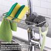 Faucet Rack Kitchen Stainless Steel Sink Storage Rack Household Sponge Rag Dishcloth Drain Rack Hanging Basket