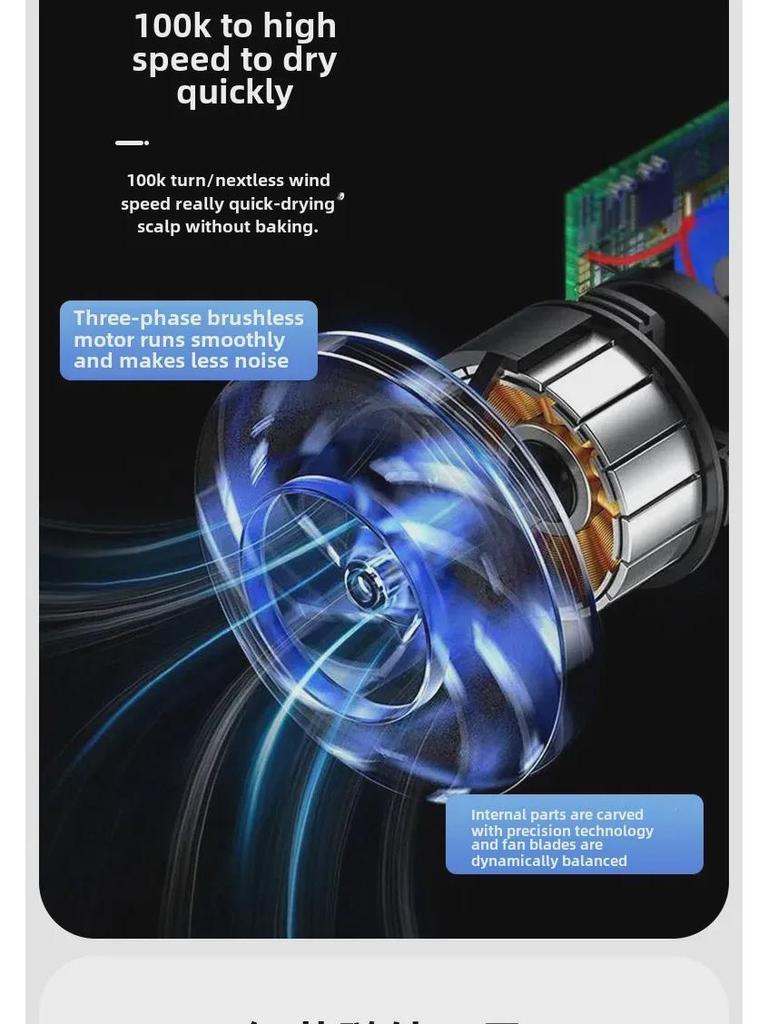 Blue Light Wireless High-Power Hair Dryer for Home & Dorm Use