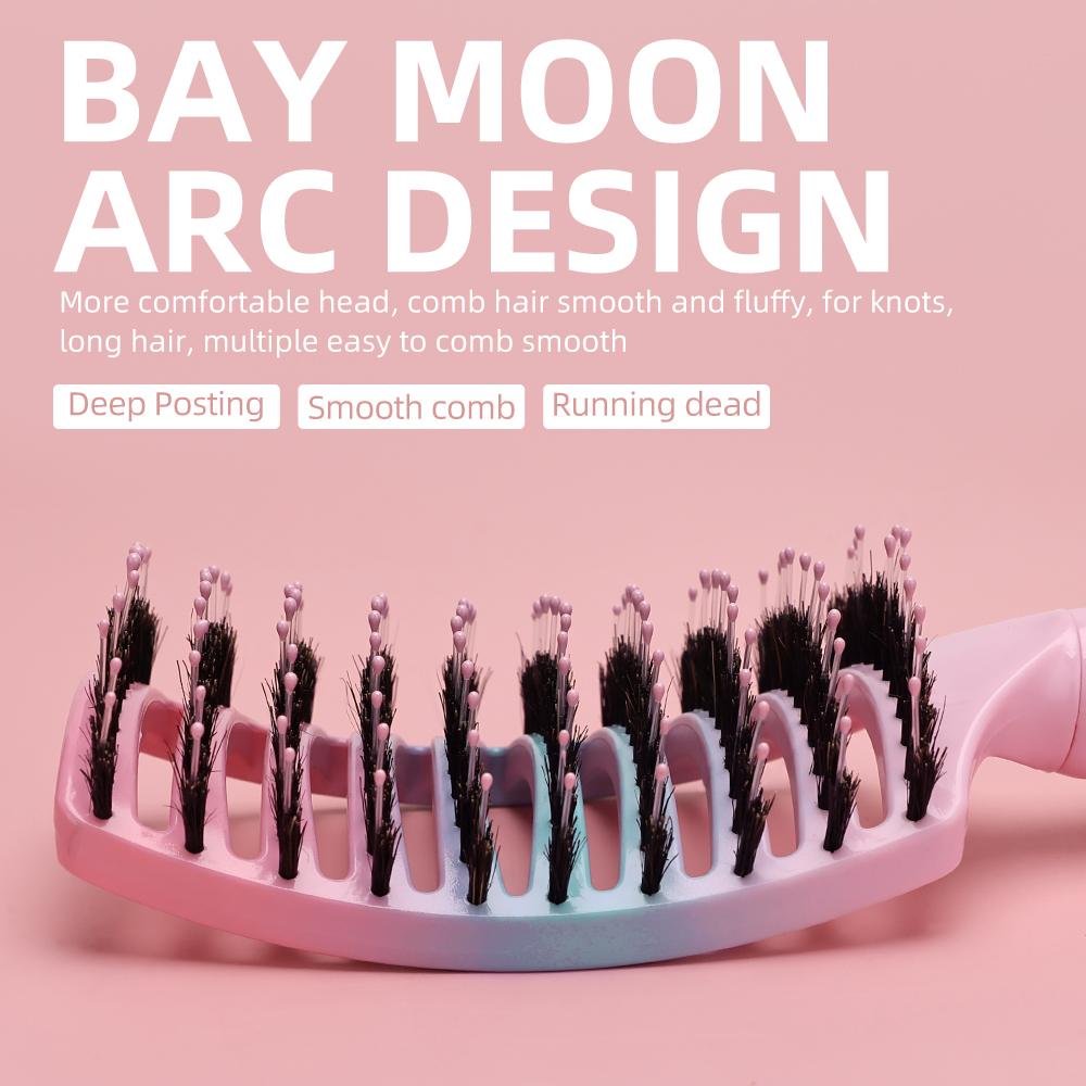 

Barber Hair Brush Scalp Massage Comb Women Nylon Pig Sideburns Wet Curly Hair Brush for Salon Hairdressing Styling Tools