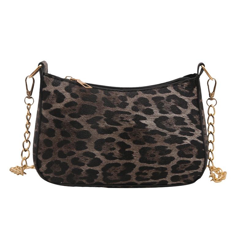 2025 winter new niche crescent bag foreign style fashion simple leopard print single shoulder underarm handbag