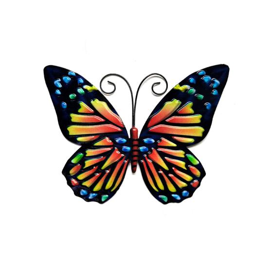 

Настенный кулон, нержавеющие настенные аксессуары из кованого железа, художественное произведение, декоративный домашний декор, компактный 3D-металлический настенный декор в виде бабочки для сада оранжевый