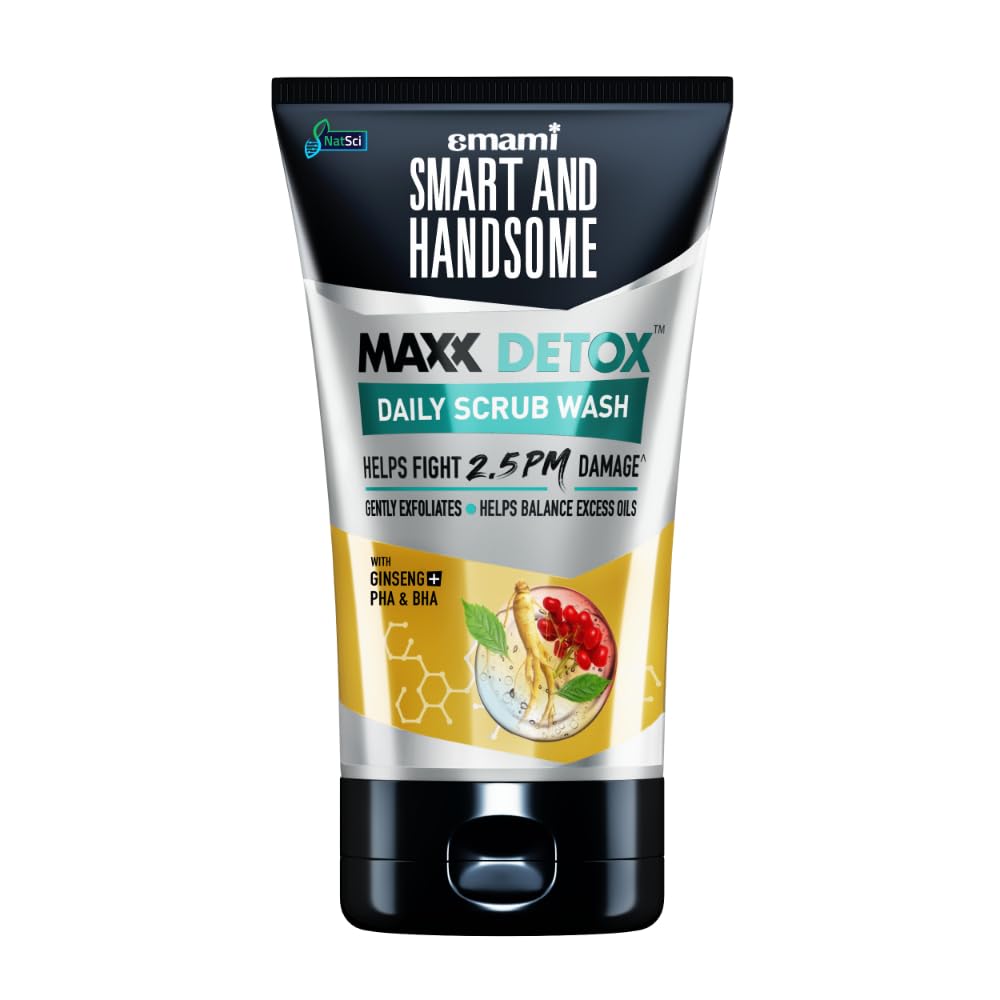 Smart And Handsome Maxx Detox Daily Scrub Wash Men Face Wash Exfoliating Cleanser Deep Cleansing Oil Control 100g
