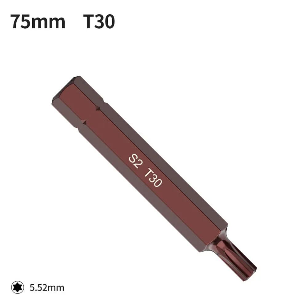 1 Stück 75mm Magnetischer Torx Schraubendreher Bit Stahl 10mm Sechskant Schaft Schraubendreher Für Schlagschrauber T20/T25/T30/T40/T45/T50/T55