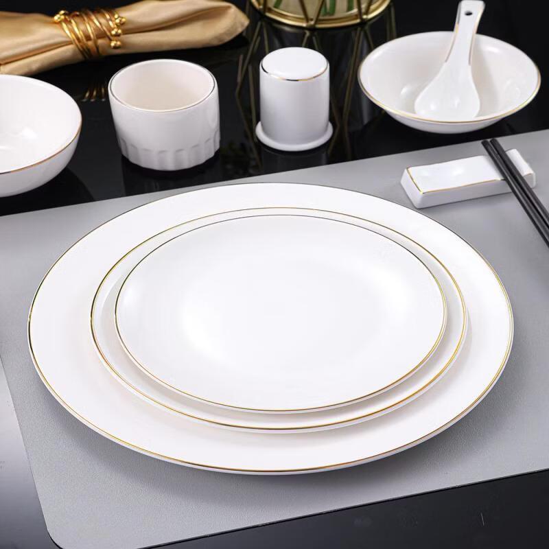 Luxury New Chinese Style Gold Rim Ceramic Dinnerware