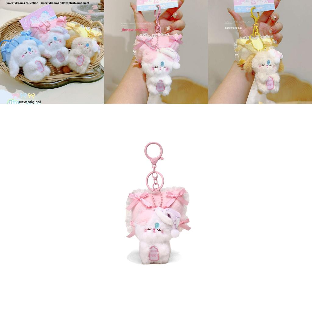 Sleeping Rabbit Cat Plush Pendant With Pillow Design For Kids And Collectors