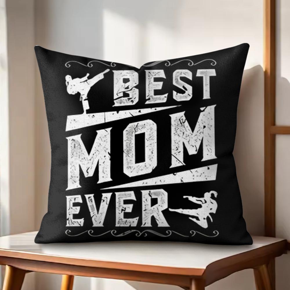 Best Mom Ever Cushion Cover Natural Linen Organic Fabric DoubleSided Printing Couch Pillow Covers Home Decor