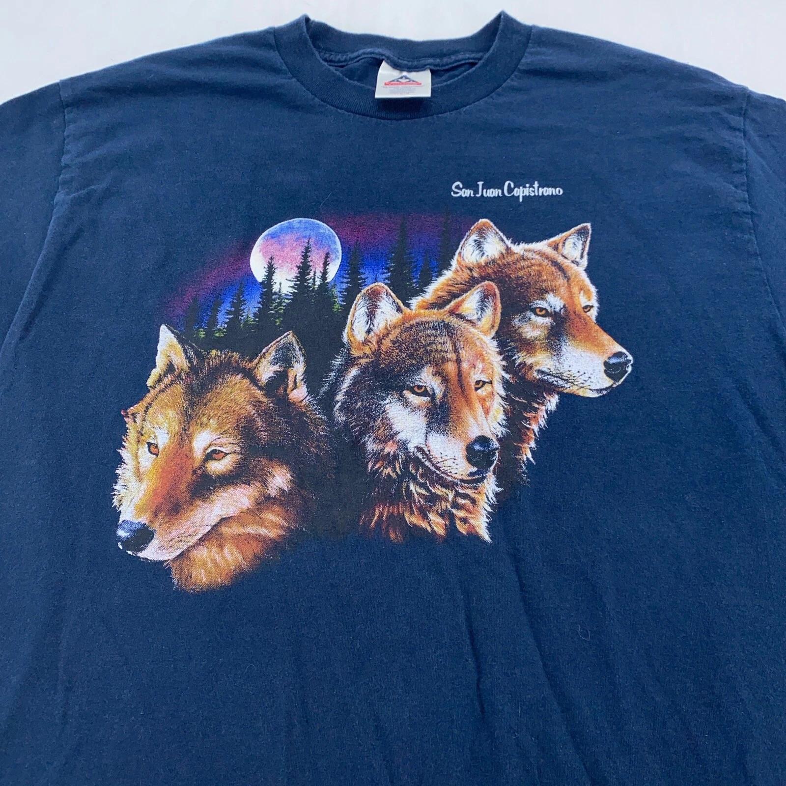 

vintage 90s SAN JUAN CAPISTRANO CALIFORNIA 3 WOLF MOON NATURE T-Shirt MEDIUM 4XL
